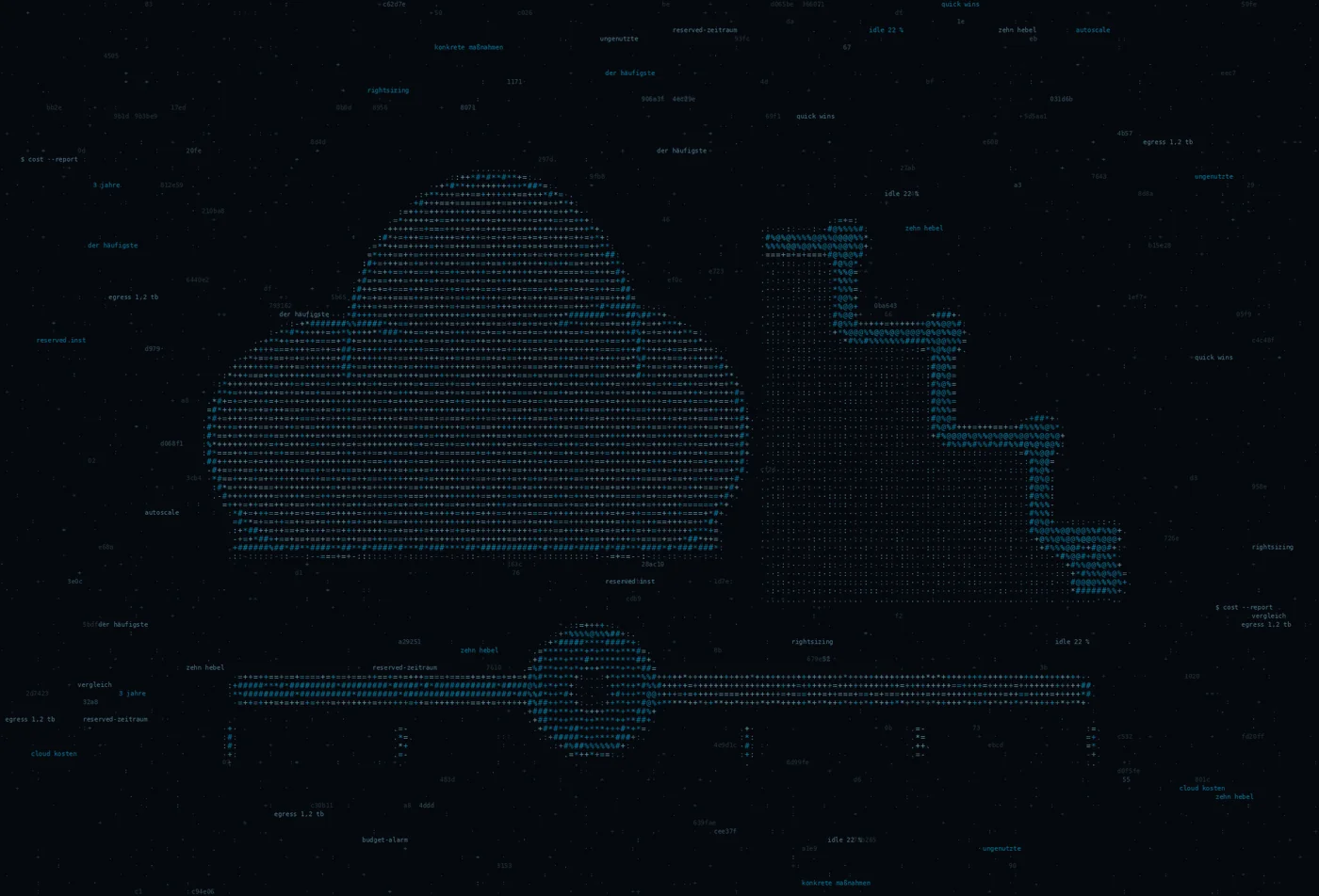 ASCII-Grafik: eine Wolke mit einem Schieberegler und einer fallenden Verbrauchstreppe — Titelbild zum Thema Cloud-Kosten optimieren: 10 Tipps für Azure und AWS