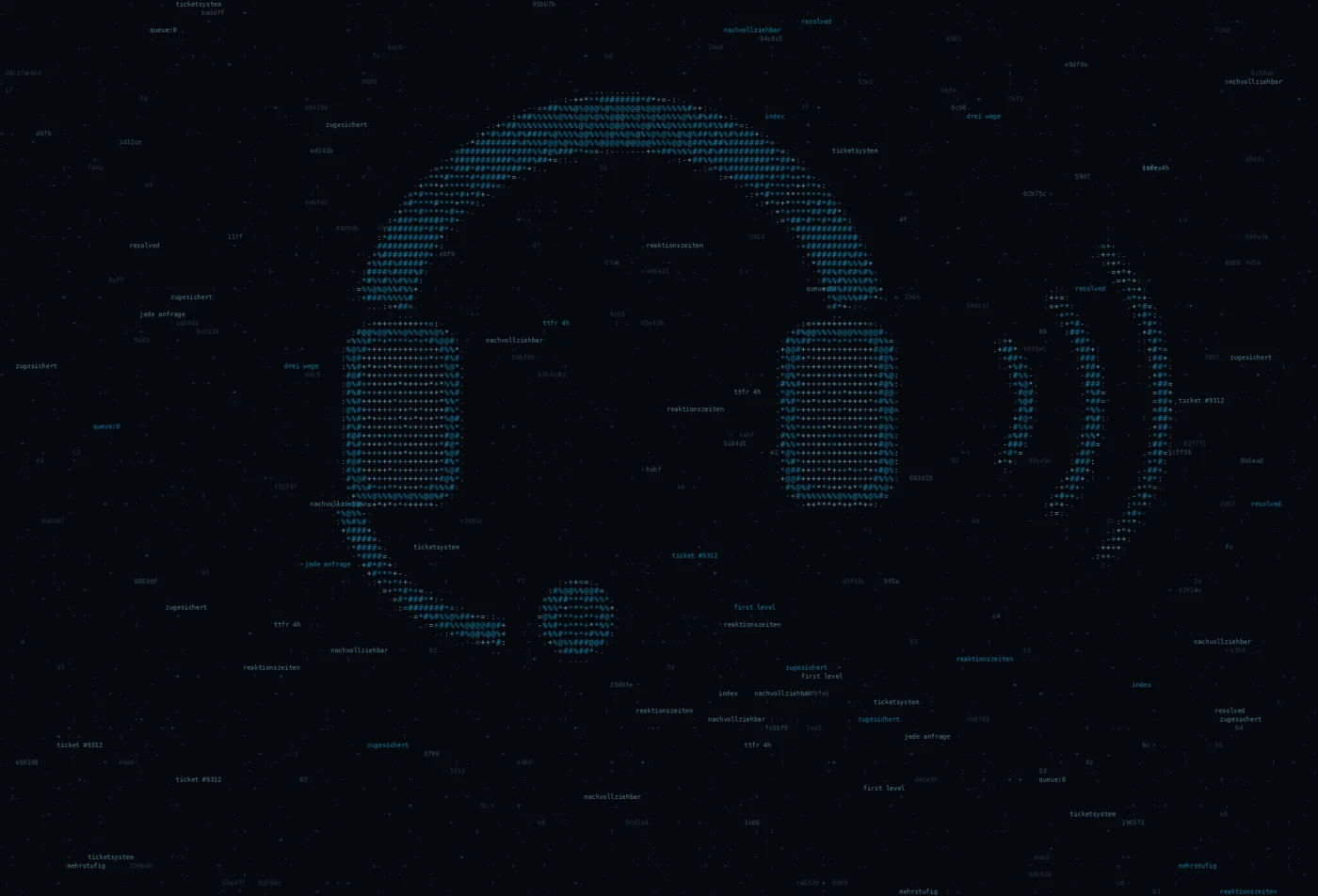 ASCII-Grafik: ein Headset am Arbeitsplatz — Titelbild zum Thema Helpdesk & IT Support