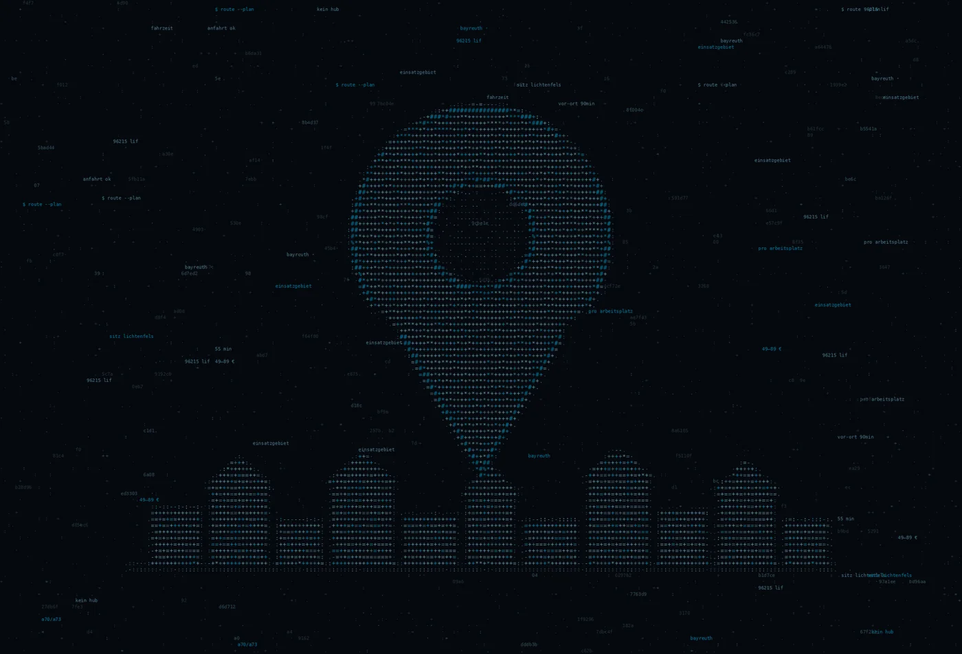 ASCII-Grafik: Kartenpin über einer Stadtsilhouette — Titelbild zum Thema IT-Dienstleister in Bayreuth