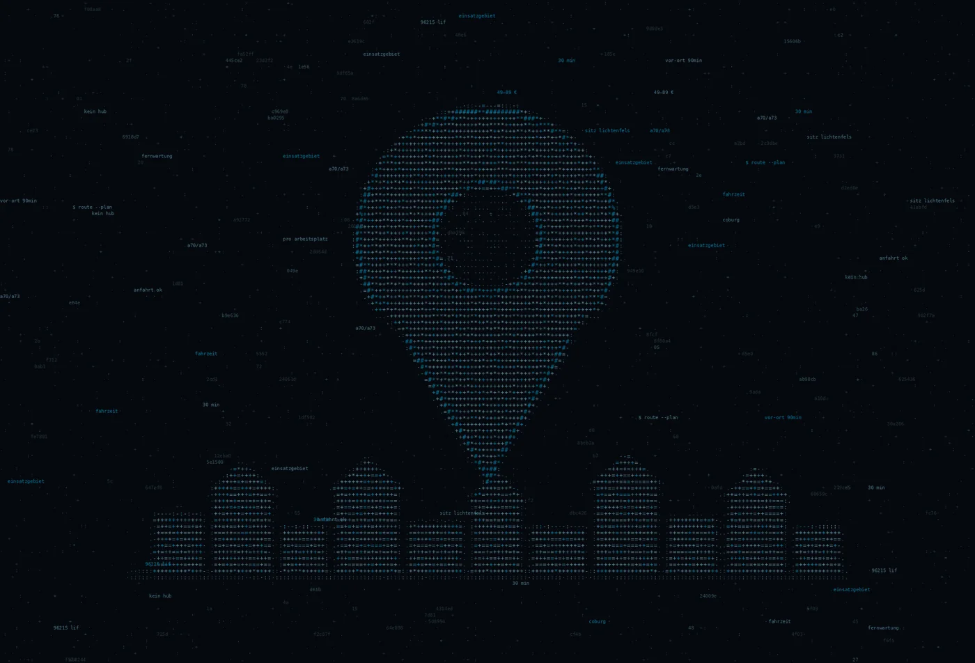 ASCII-Grafik: Kartenpin über einer Stadtsilhouette — Titelbild zum Thema IT-Dienstleister in Coburg