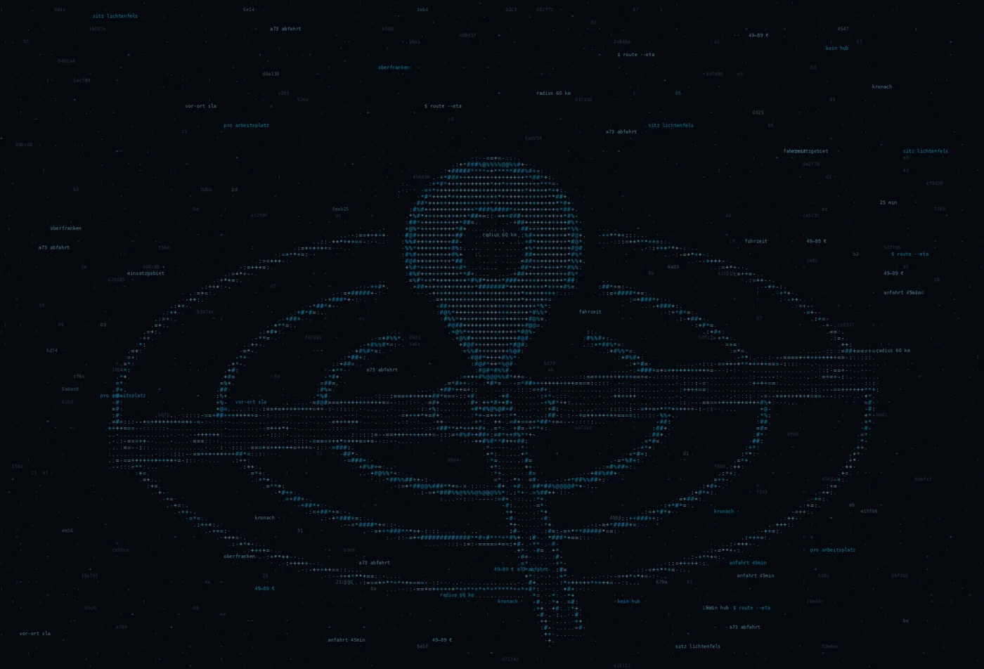 ASCII-Grafik: ein Kartenpin mit Radiusringen über einem Straßenkreuz — Titelbild zum Thema IT-Dienstleister in Kronach