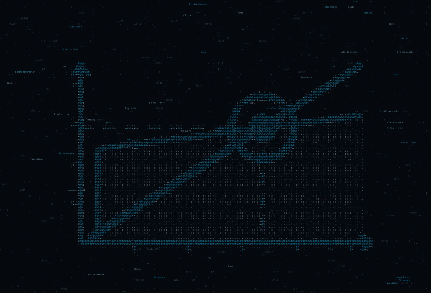 ASCII-Grafik: ein Achsenkreuz mit zwei Kostenkurven, die sich in einem markierten Punkt schneiden — Titelbild zum Thema IT-Infrastruktur mieten statt kaufen: Der komplette Ratgeber : The Complete Guide