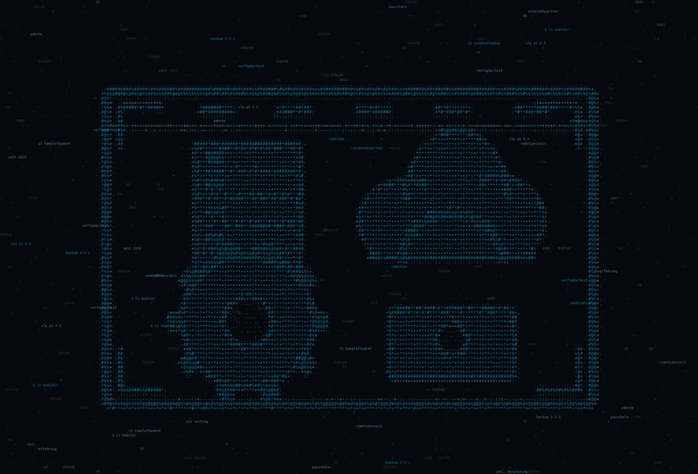 ASCII-Grafik: ein Rahmen mit mehreren Bausteinen darin — Titelbild zum Thema IT-Komplettpaket für KMU