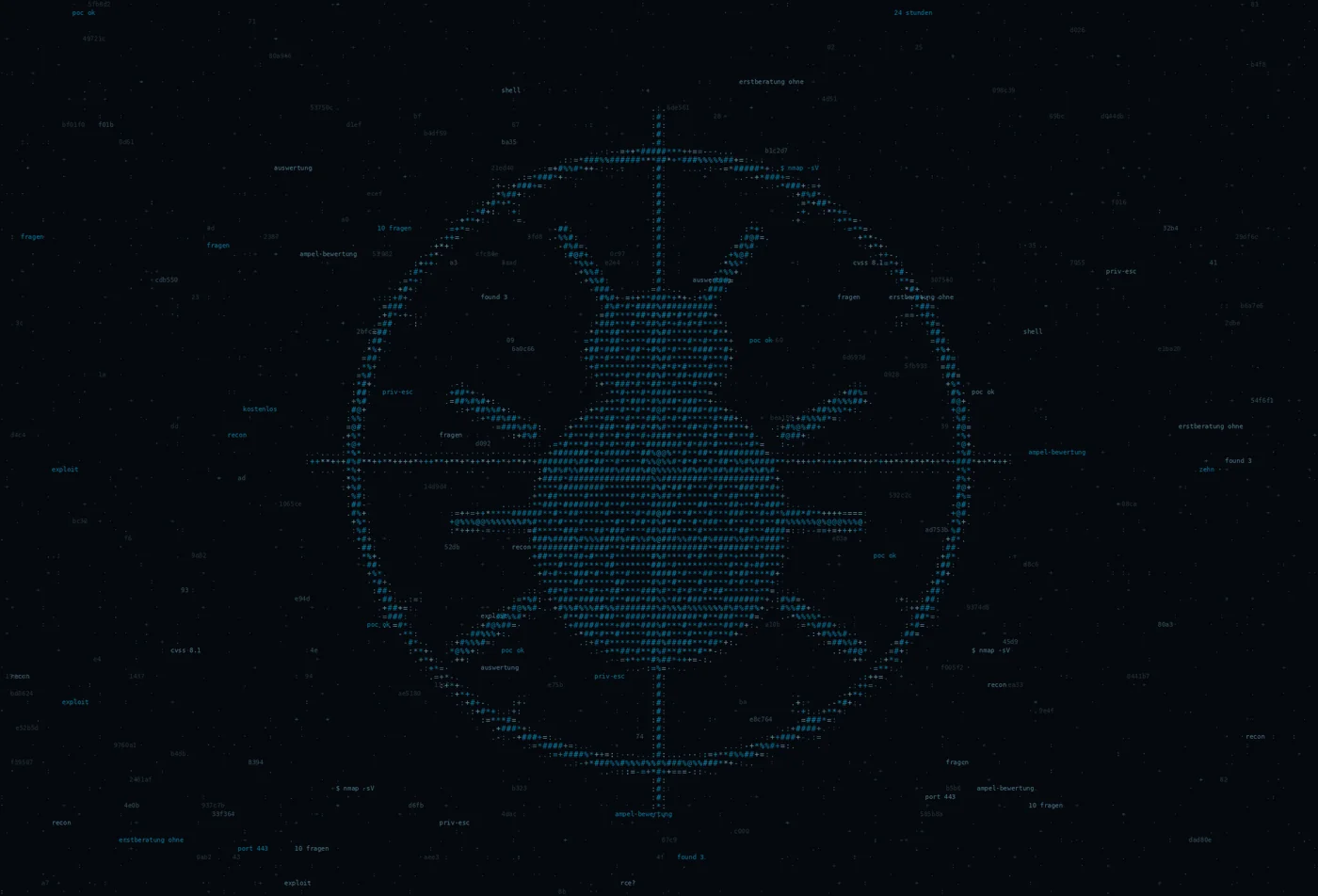 ASCII-Grafik: ein Fadenkreuz — Titelbild zum Thema IT-Risiko-Selbsttest für KMU — In 10 Fragen zu Ihrer IT-Sicherheitslage