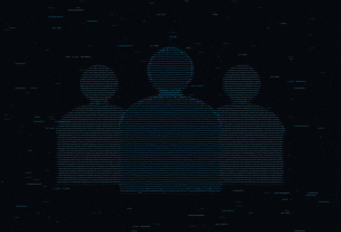 ASCII-Grafik: eine Gruppe von Personen — Titelbild zum Thema Karriere bei HostSpezial — Werde Teil unseres Teams