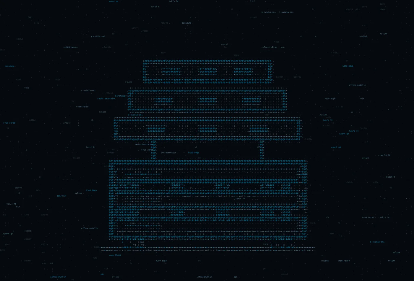 ASCII-Grafik: gestapelte Ebenen eines KI-Systems — Titelbild zum KI Full Stack Providing