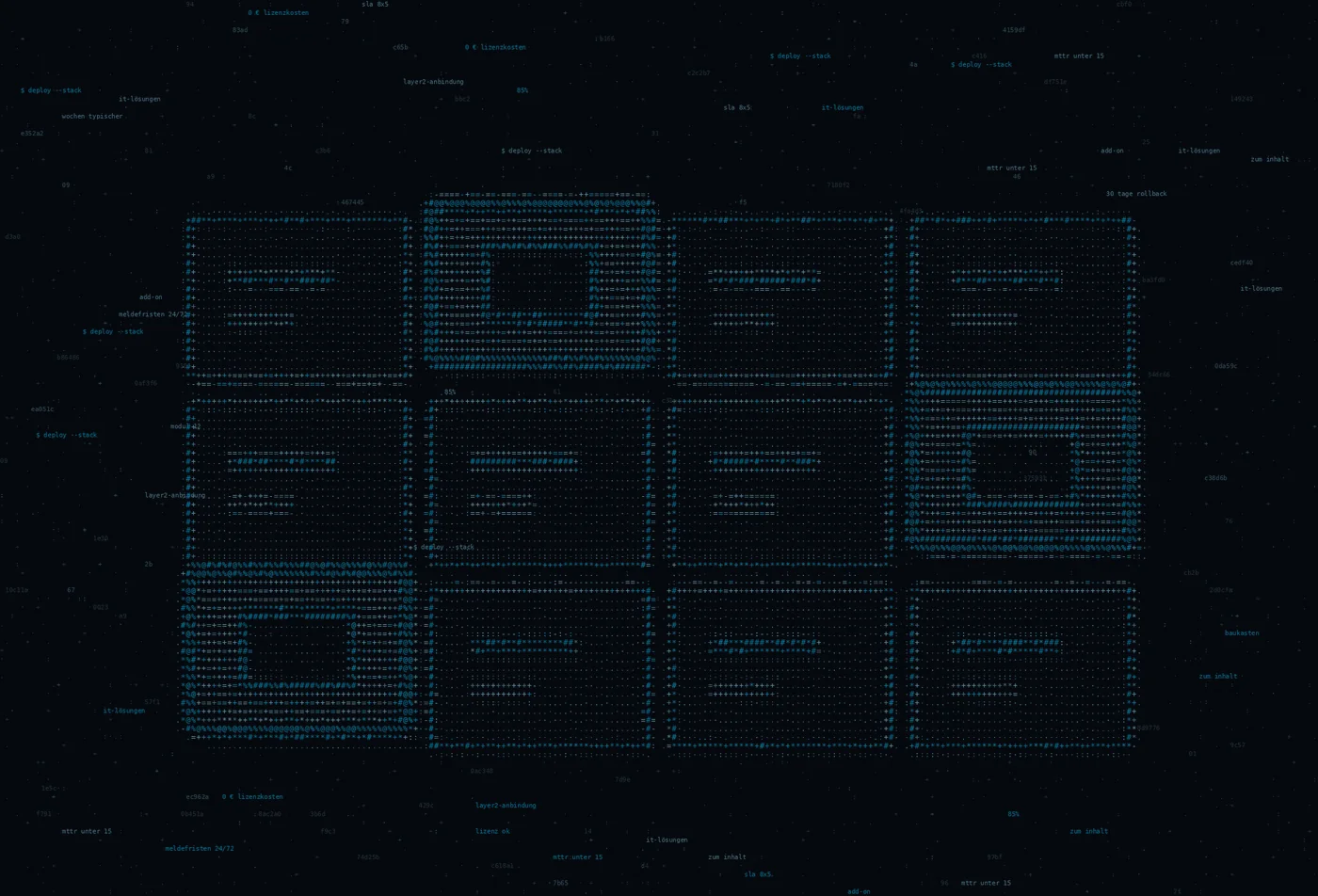 ASCII-Grafik: ein Raster aus Kacheln mit hervorgehobenen Feldern