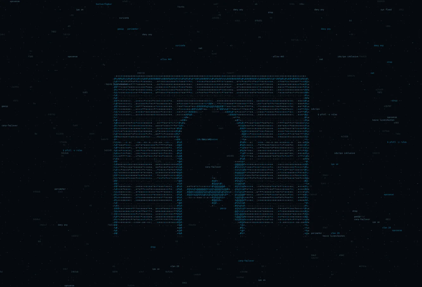 ASCII-Grafik: eine Mauer am Netzübergang — Titelbild zum Thema Enterprise-Firewall, ohne Lizenzspirale