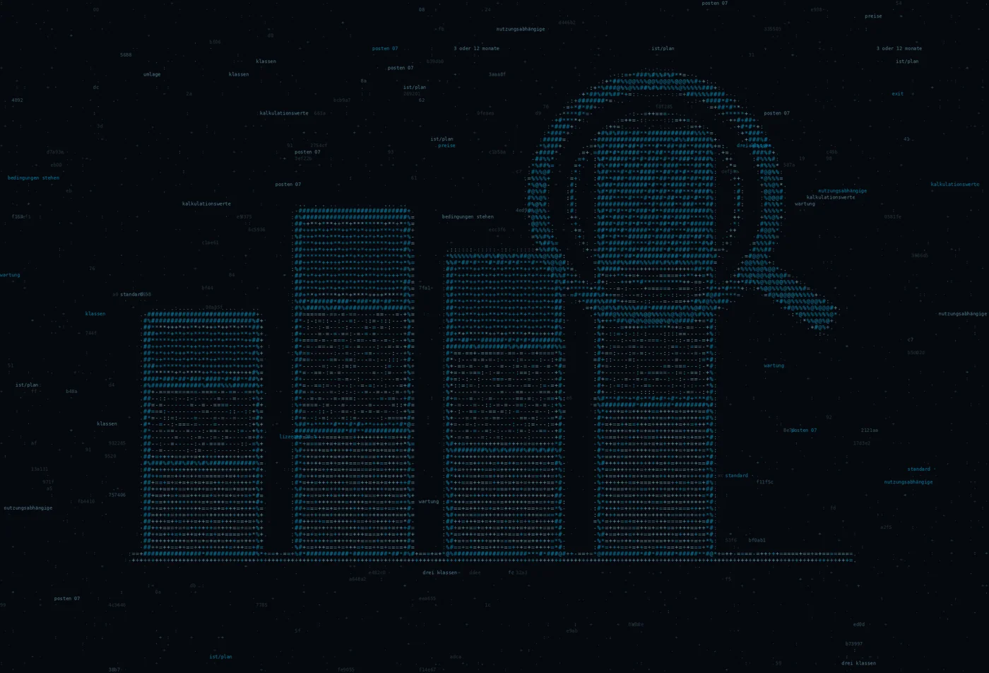 ASCII-Grafik: gestapelte Kostenbalken mit einer Lupe über einem der Blöcke — Titelbild zum Thema Betriebspauschale plus das, was Sie wirklich verbrauchen