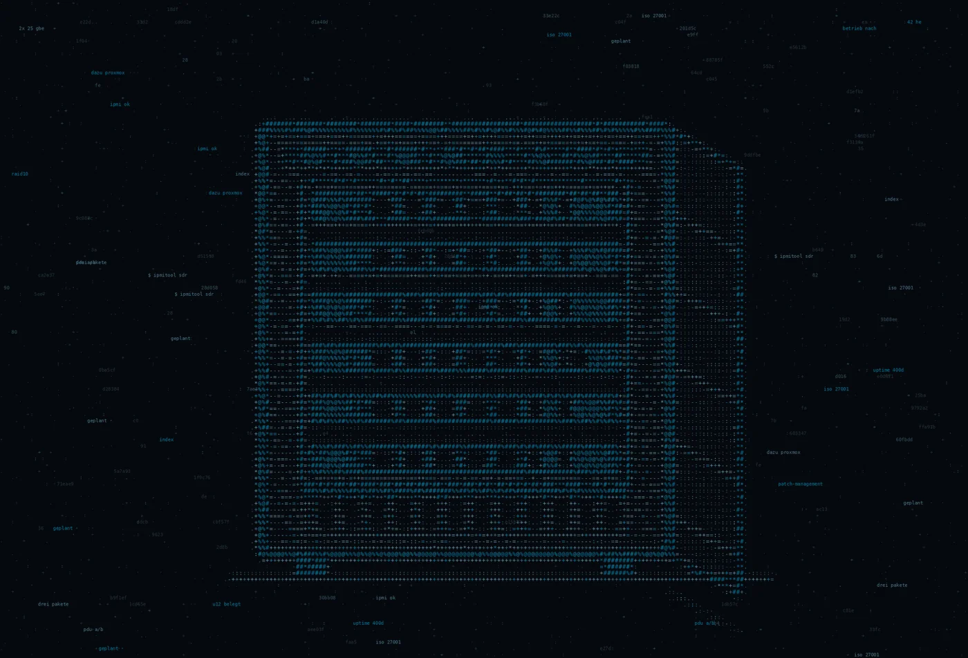 ASCII-Grafik: ein Server-Rack in Nahsicht — Titelbild zum Thema Server-Betrieb für Unternehmen, die sich auf Wesentliches konzentrieren