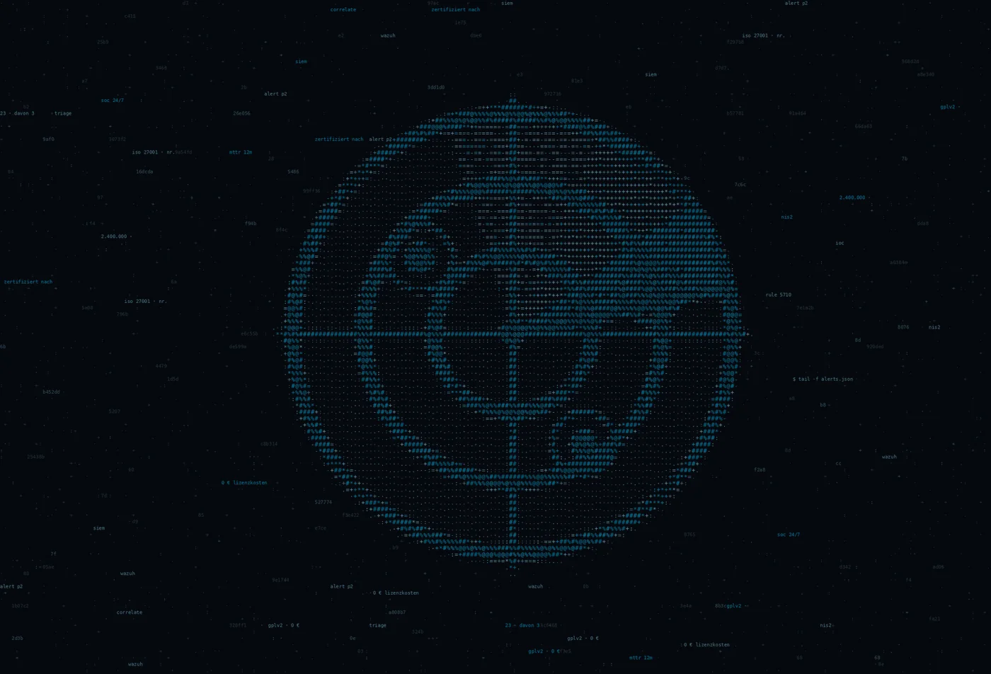 ASCII-Grafik: ein Radarschirm — Titelbild zum Thema SIEM mit Wazuh. Open Source, ohne Lizenzkosten