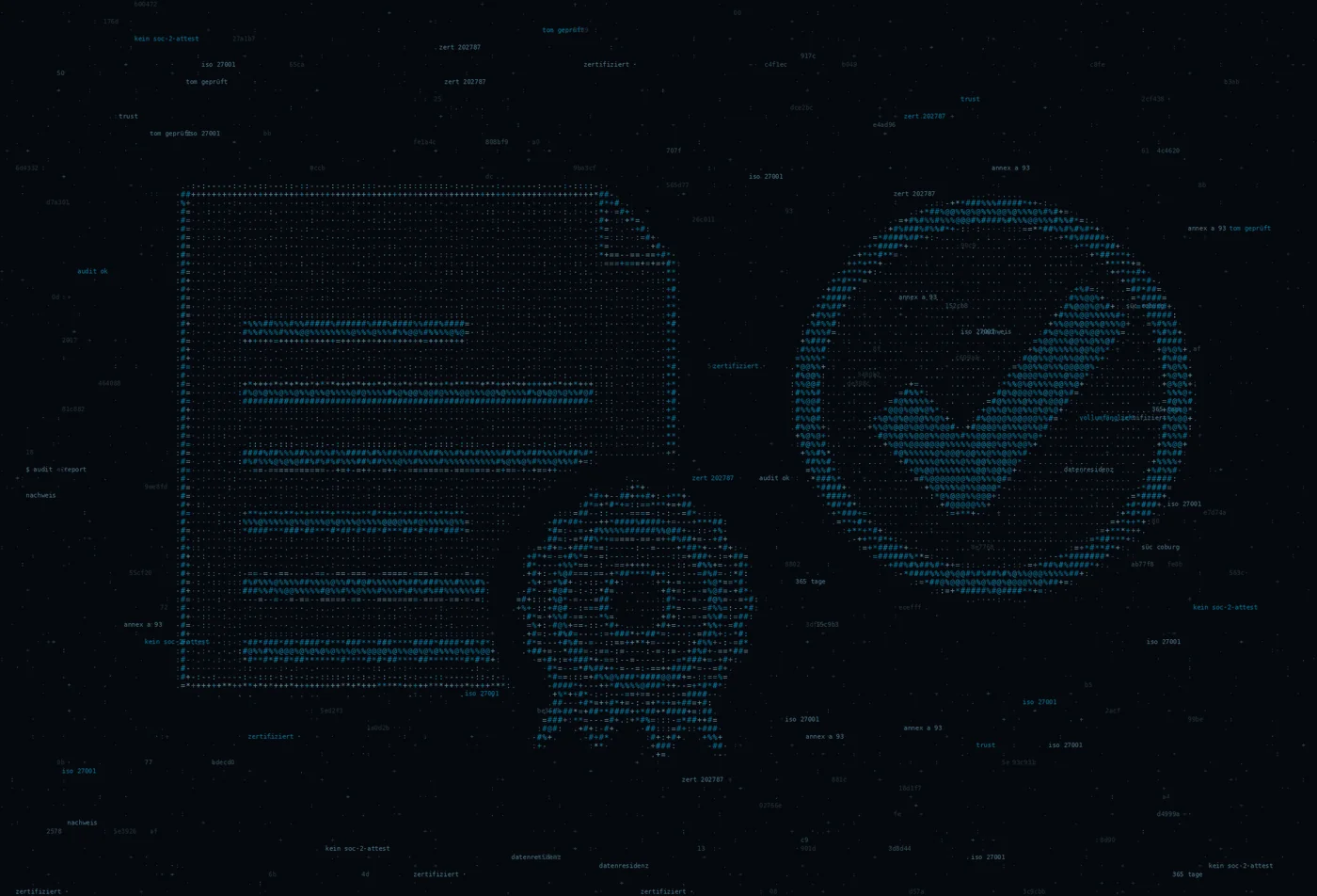 ASCII-Grafik: eine Urkunde mit Prägesiegel neben einem Haken im Ring — Titelbild zum Thema Nachweise, nicht Absichtserklärungen